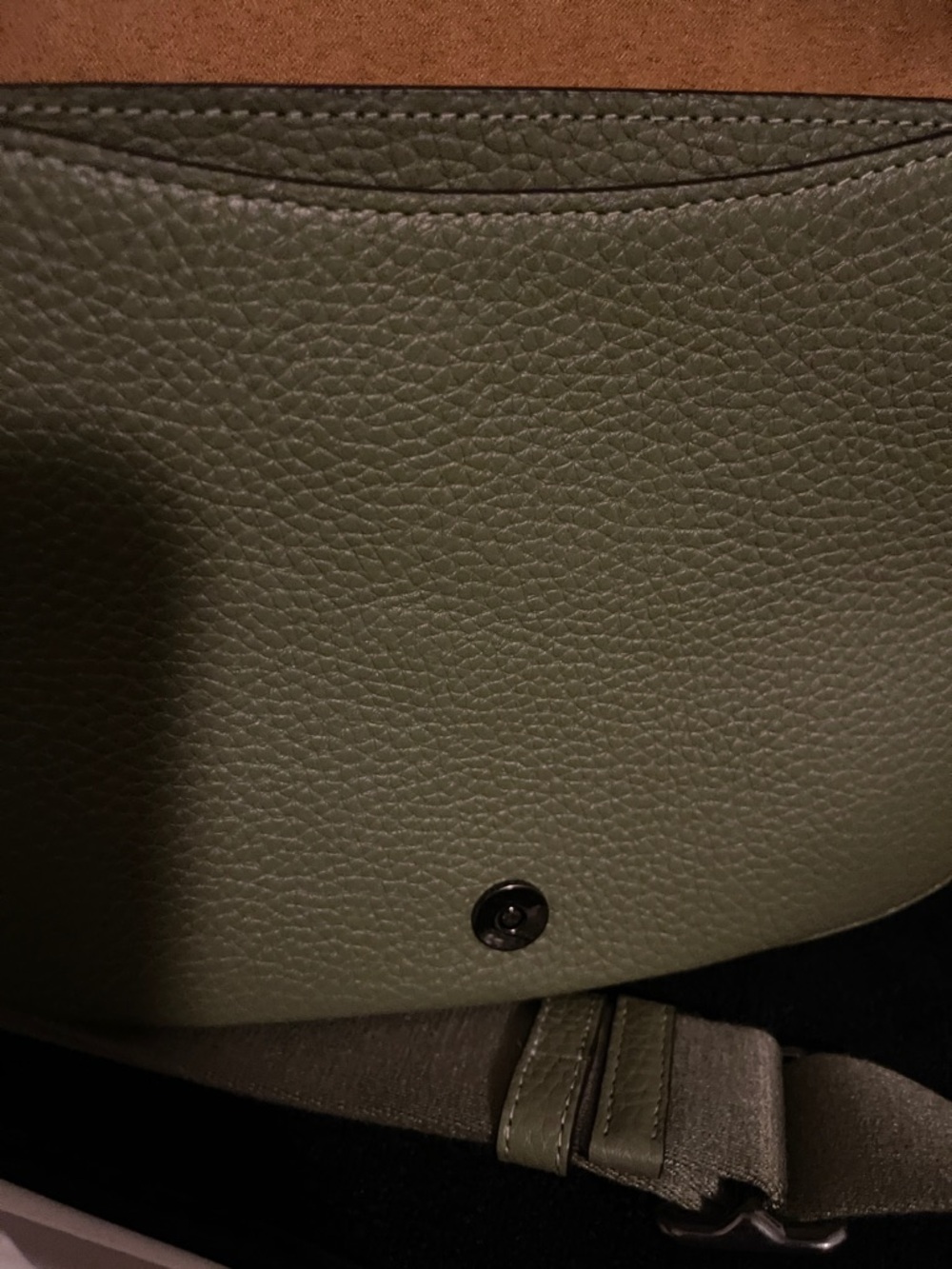NWOT...Medium Amelia Coach Bag In Olive Green. Pebbled Leather Saddle Crossbody. - Picture 5 of 11